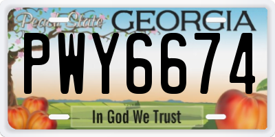 GA license plate PWY6674