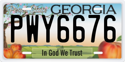 GA license plate PWY6676