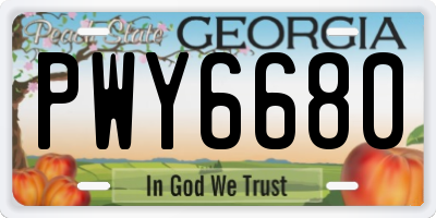 GA license plate PWY6680