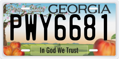 GA license plate PWY6681