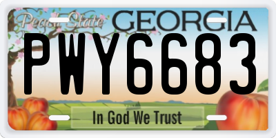 GA license plate PWY6683