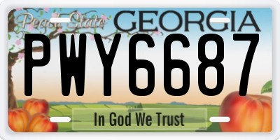 GA license plate PWY6687