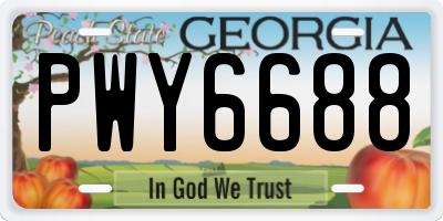 GA license plate PWY6688