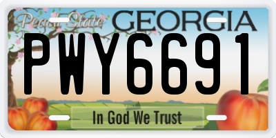 GA license plate PWY6691