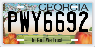 GA license plate PWY6692