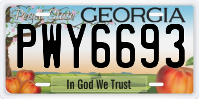 GA license plate PWY6693