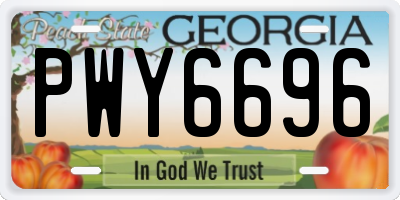 GA license plate PWY6696