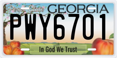 GA license plate PWY6701