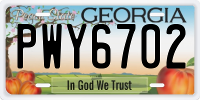 GA license plate PWY6702