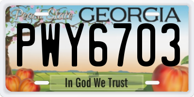 GA license plate PWY6703