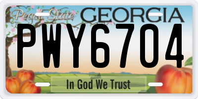 GA license plate PWY6704