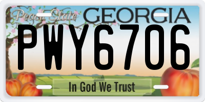 GA license plate PWY6706