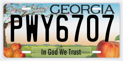 GA license plate PWY6707