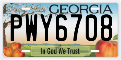 GA license plate PWY6708