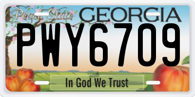 GA license plate PWY6709