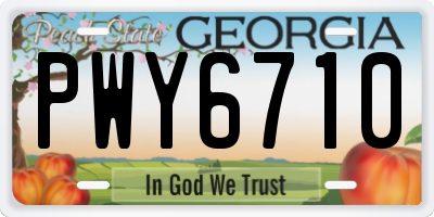 GA license plate PWY6710