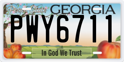 GA license plate PWY6711