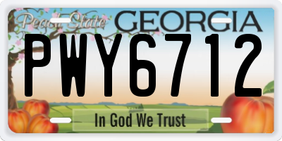 GA license plate PWY6712