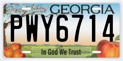 GA license plate PWY6714