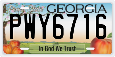 GA license plate PWY6716
