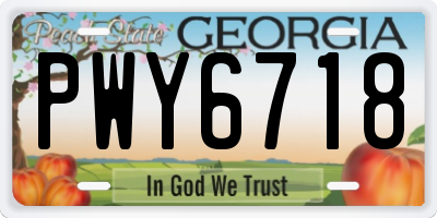 GA license plate PWY6718
