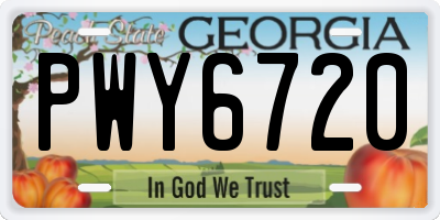GA license plate PWY6720