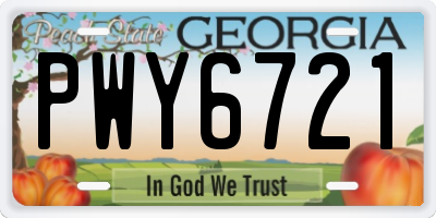 GA license plate PWY6721