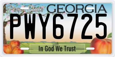 GA license plate PWY6725