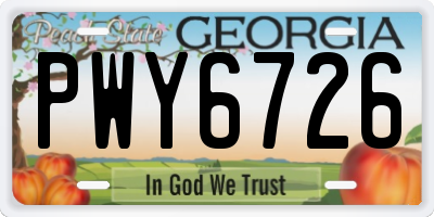 GA license plate PWY6726