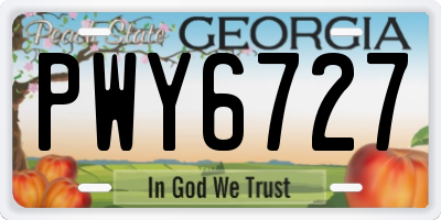 GA license plate PWY6727