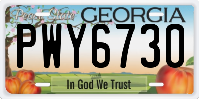 GA license plate PWY6730