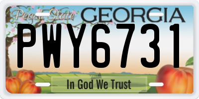 GA license plate PWY6731