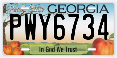 GA license plate PWY6734