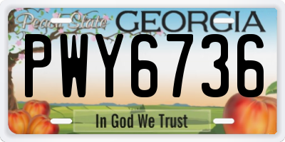 GA license plate PWY6736