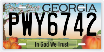 GA license plate PWY6742
