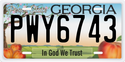GA license plate PWY6743