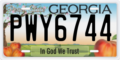 GA license plate PWY6744