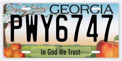 GA license plate PWY6747