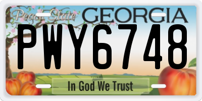 GA license plate PWY6748