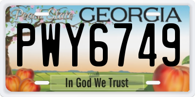 GA license plate PWY6749