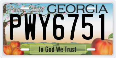 GA license plate PWY6751
