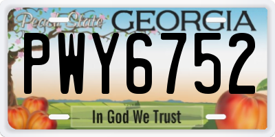 GA license plate PWY6752