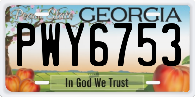 GA license plate PWY6753