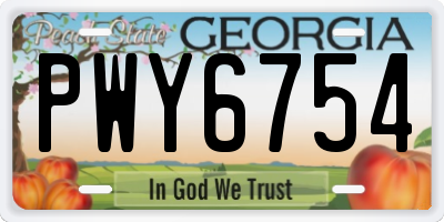 GA license plate PWY6754