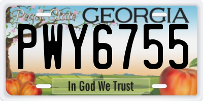 GA license plate PWY6755
