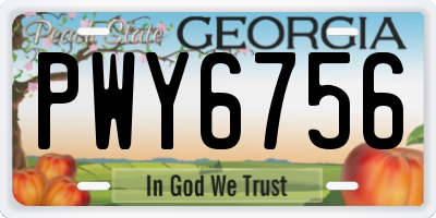 GA license plate PWY6756