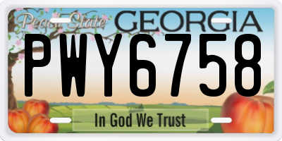 GA license plate PWY6758
