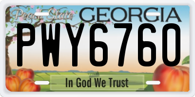GA license plate PWY6760
