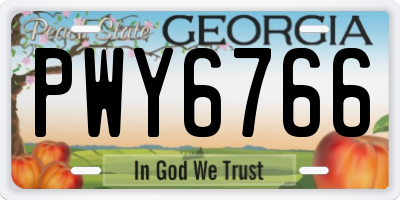 GA license plate PWY6766