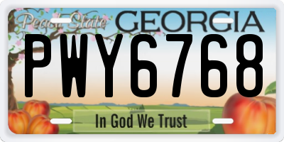GA license plate PWY6768